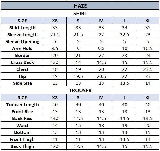 HAZE Size Help